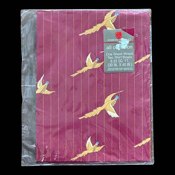 Other - 1990s Pheasant Gift Wrap (1) Sheet Hunting Outdoorsman American Greetings VTG